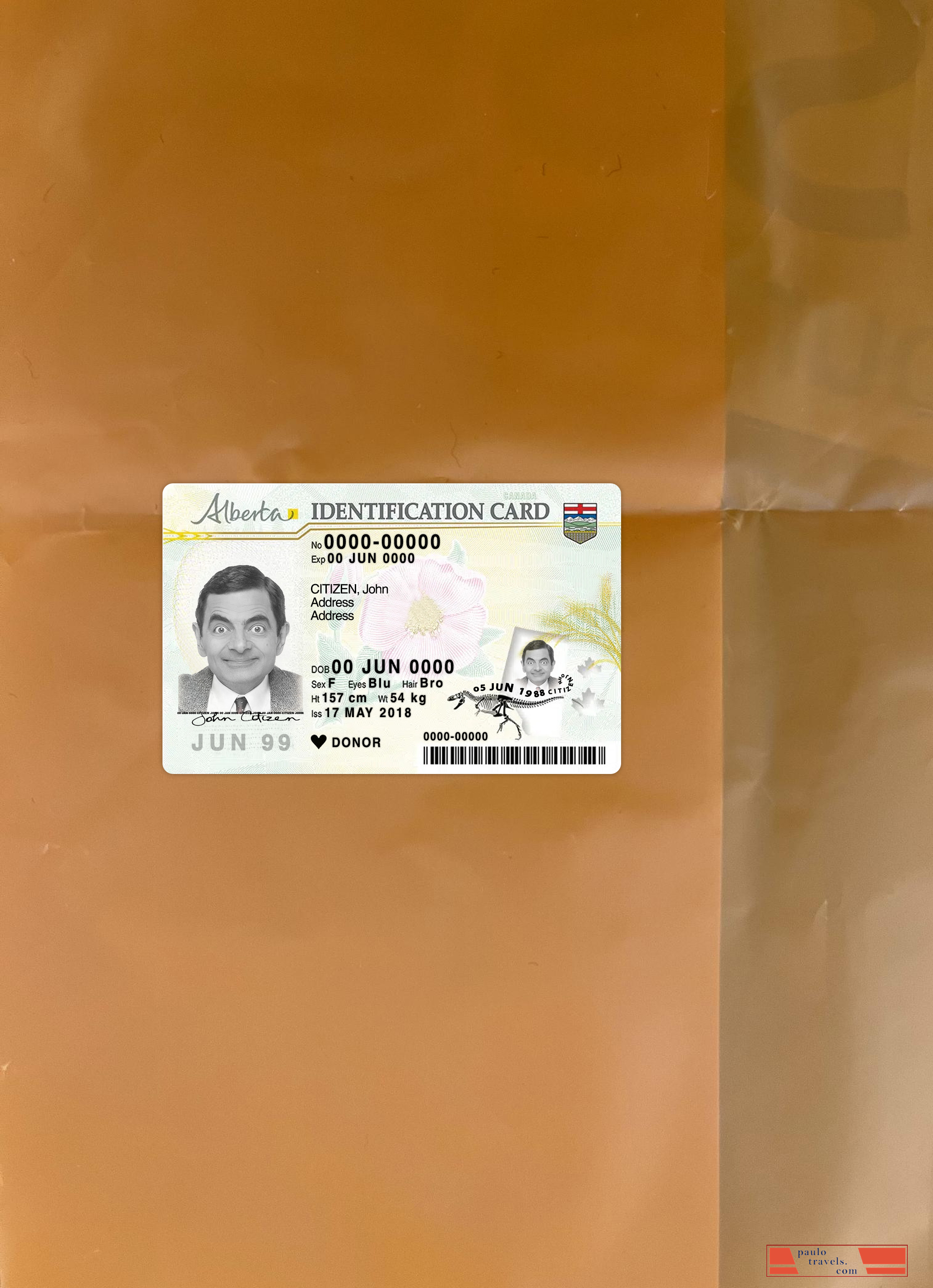 Canada Alberta ID card photolook front PSD template